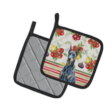 Load image into Gallery viewer, Blue Doberman Pinscher Vegetables Pair of Pot Holders