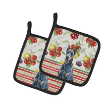 Load image into Gallery viewer, Blue Doberman Pinscher Vegetables Pair of Pot Holders