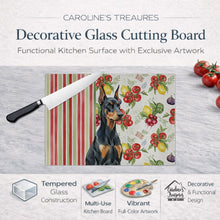 Load image into Gallery viewer, Doberman Pinscher Vegetables Glass Cutting Board