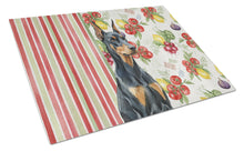 Load image into Gallery viewer, Doberman Pinscher Vegetables Glass Cutting Board