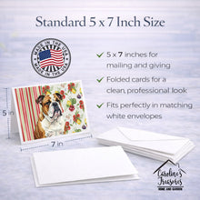Load image into Gallery viewer, Brindle and White English Bulldog Vegetables Greeting Cards Pack of 8