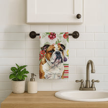Load image into Gallery viewer, Brindle and White English Bulldog Vegetables Kitchen Towel