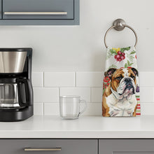 Load image into Gallery viewer, Brindle and White English Bulldog Vegetables Kitchen Towel