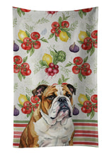 Load image into Gallery viewer, Brindle and White English Bulldog Vegetables Kitchen Towel
