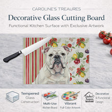 Load image into Gallery viewer, White English Bulldog Vegetables Glass Cutting Board
