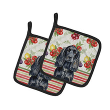 Load image into Gallery viewer, Black English Cocker Spaniel Vegetables Pair of Pot Holders