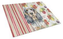 Load image into Gallery viewer, Blue Roan &amp; Tan English Cocker Spaniel Vegetables Glass Cutting Board