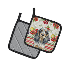 Load image into Gallery viewer, Blue Roan &amp; Tan English Cocker Spaniel Vegetables Pair of Pot Holders