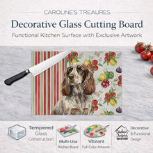 Load image into Gallery viewer, Liver Roan English Cocker Spaniel Vegetables Glass Cutting Board