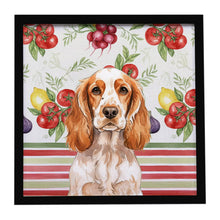 Load image into Gallery viewer, Orange Roan English Cocker Spaniel Vegetables Framed Metal Print