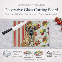 Load image into Gallery viewer, Brindle English Mastiff Vegetables Glass Cutting Board