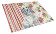 Load image into Gallery viewer, Blue Belton English Setter Vegetables Glass Cutting Board