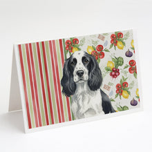 Load image into Gallery viewer, Black and White English Springer Spaniel Vegetables Greeting Cards Pack of 8