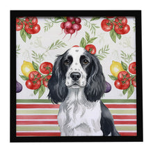 Load image into Gallery viewer, Black and White English Springer Spaniel Vegetables Framed Metal Print