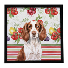 Load image into Gallery viewer, Liver and White English Springer Spaniel Vegetables Framed Metal Print