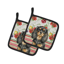 Load image into Gallery viewer, Black and Tan English Toy Spaniel Vegetables Pair of Pot Holders