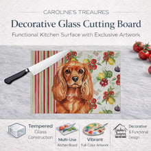 Load image into Gallery viewer, Ruby English Toy Spaniel Vegetables Glass Cutting Board