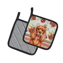 Load image into Gallery viewer, Ruby English Toy Spaniel Vegetables Pair of Pot Holders