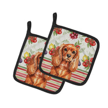 Load image into Gallery viewer, Ruby English Toy Spaniel Vegetables Pair of Pot Holders