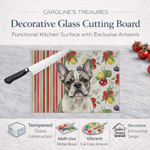 Load image into Gallery viewer, Pied French Bulldog Vegetables Glass Cutting Board