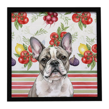 Load image into Gallery viewer, Pied French Bulldog Vegetables Framed Metal Print