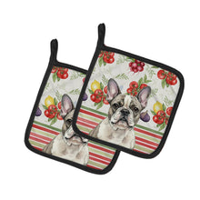 Load image into Gallery viewer, Pied French Bulldog Vegetables Pair of Pot Holders