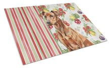 Load image into Gallery viewer, Red German Pinscher Vegetables Glass Cutting Board