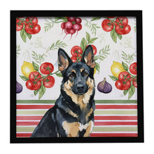 Load image into Gallery viewer, Black and Tan German Shepherd Vegetables Framed Metal Print