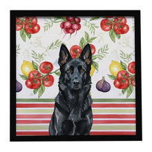 Load image into Gallery viewer, Black German Shepherd Vegetables Framed Metal Print