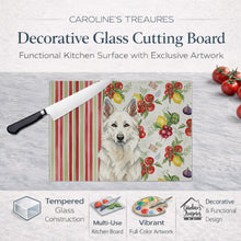 Load image into Gallery viewer, White German Shepherd Vegetables Glass Cutting Board