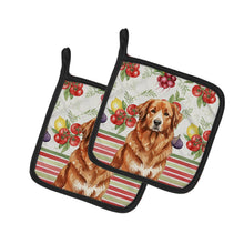 Load image into Gallery viewer, Reddish Brown Great Pyrenees Vegetables Pair of Pot Holders