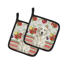 Load image into Gallery viewer, White Great Pyrenees Vegetables Pair of Pot Holders