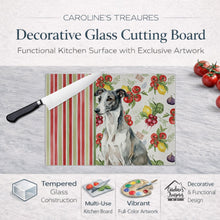 Load image into Gallery viewer, Black and White Greyhound Vegetables Glass Cutting Board