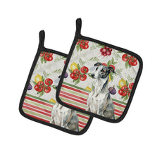 Load image into Gallery viewer, Black and White Greyhound Vegetables Pair of Pot Holders