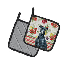 Load image into Gallery viewer, Black Greyhound Vegetables Pair of Pot Holders