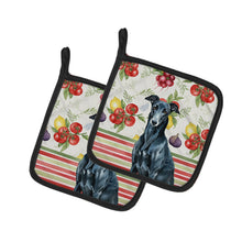 Load image into Gallery viewer, Black Greyhound Vegetables Pair of Pot Holders