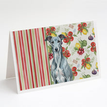 Load image into Gallery viewer, Blue Brindle Greyhound Vegetables Greeting Cards Pack of 8