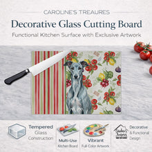 Load image into Gallery viewer, Blue Brindle Greyhound Vegetables Glass Cutting Board