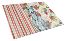 Load image into Gallery viewer, Blue Brindle Greyhound Vegetables Glass Cutting Board