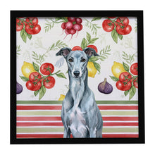 Load image into Gallery viewer, Blue Brindle Greyhound Vegetables Framed Metal Print
