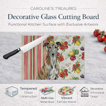 Load image into Gallery viewer, Brindle Greyhound Vegetables Glass Cutting Board