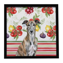 Load image into Gallery viewer, Brindle Greyhound Vegetables Framed Metal Print