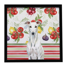 Load image into Gallery viewer, White Greyhound Vegetables Framed Metal Print
