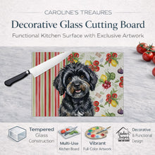 Load image into Gallery viewer, Black Havanese Vegetables Glass Cutting Board