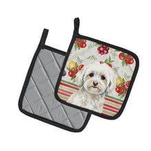 Load image into Gallery viewer, White Havanese Vegetables Pair of Pot Holders