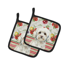 Load image into Gallery viewer, White Havanese Vegetables Pair of Pot Holders