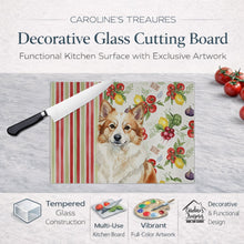 Load image into Gallery viewer, Tan Icelandic Sheepdog Vegetables Glass Cutting Board