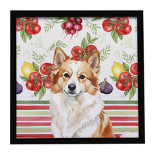 Load image into Gallery viewer, Tan Icelandic Sheepdog Vegetables Framed Metal Print