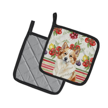 Load image into Gallery viewer, Tan Icelandic Sheepdog Vegetables Pair of Pot Holders
