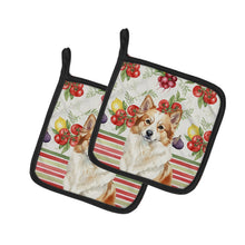 Load image into Gallery viewer, Tan Icelandic Sheepdog Vegetables Pair of Pot Holders
